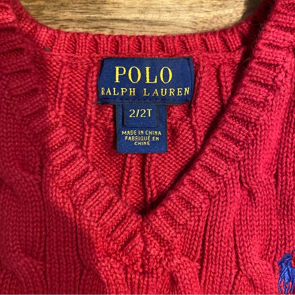 Ralph Lauren little boys red sweater vest. Size 2T. - Picture 2 of 3